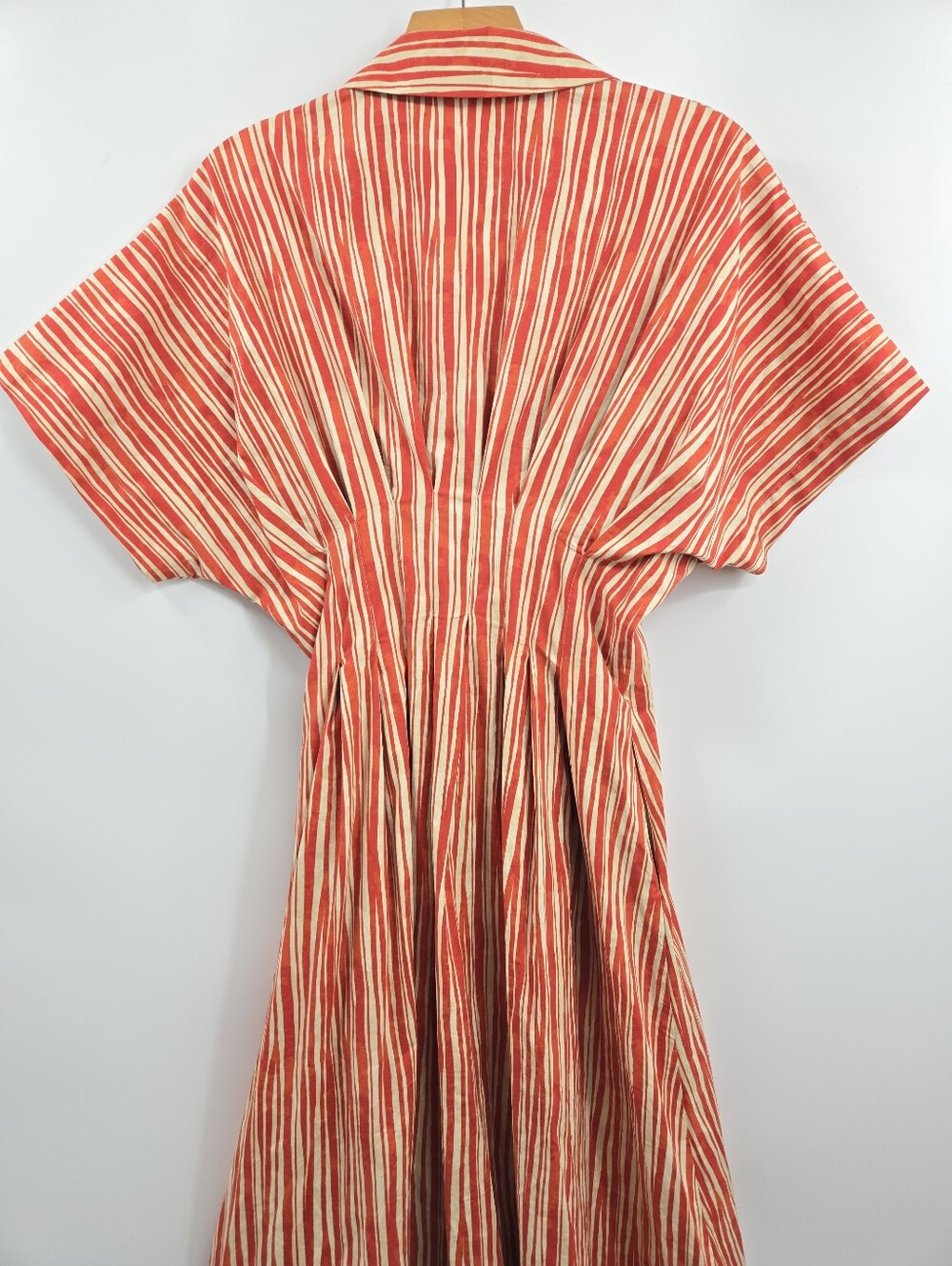 Anthropologie Exquise The Tobie Shirt Dress Striped Red Button Midi - Picture 8 of 16
